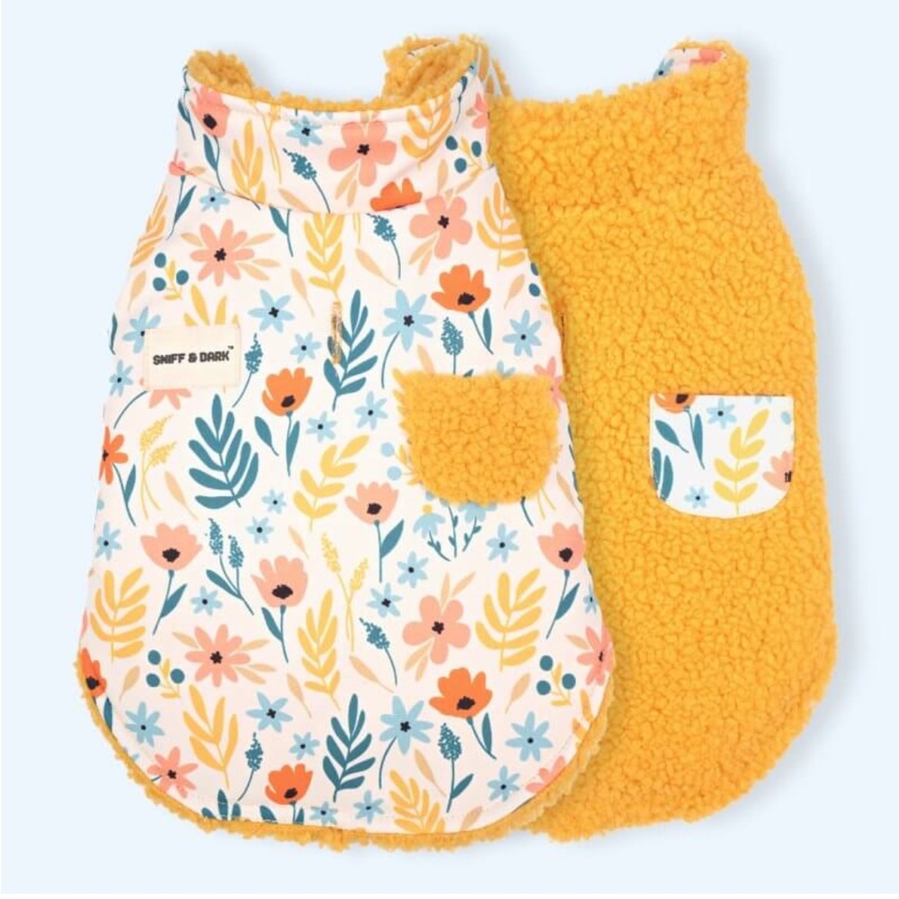 Sniff & Bark Yellow Floral Reversible Cozy Fleece Vest
